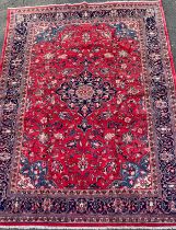A North West Persian Mahal carpet, knotted with a central diamond-shaped medallion, within a field
