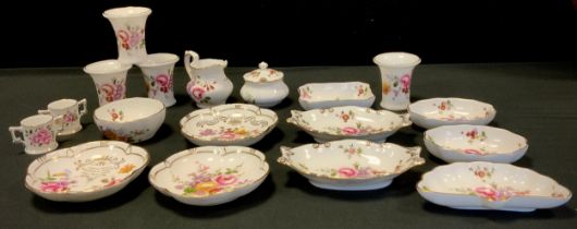 Royal Crown Derby 'Derby Posie' pattern trinket dishes including; miniature loving cup, vases,