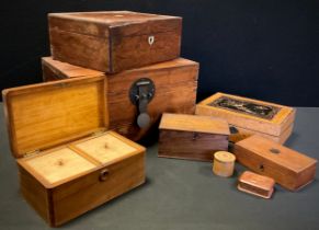 An early 20th century walnut two division tea caddy, Victorian rosewood, mahogany box, carved