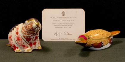 Royal Crown Derby Paperweights -Duck-billed Platypus, signature limited edition, with certificate,