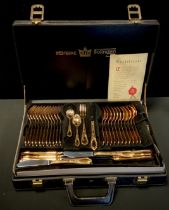 A 12 setting Solingen Gold plated canteen, cased