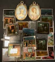 Boxes & Objects - photographic and hand tinted magic lantern slides, beach days, interior scenes,