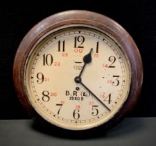 A Smiths British Rail Eastern Region Railway wall clock, mid 20th century, the 29cm circular cream