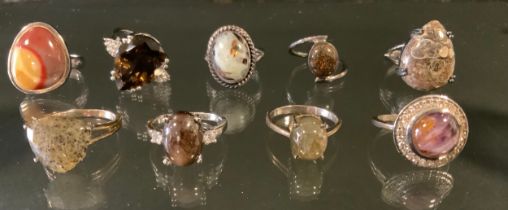 Gemporia - a Mookite and sterling silver Aryonna ring, others Astrophyllite, smoky Quartz and Topaz,