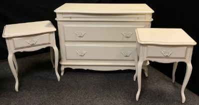 A Laura Ashley French style chest of drawers, with draw-out brush slide top, along with a conforming