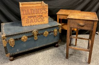 A mid 20th century travel chest converted to use as a coffee table / storage chest, 46.5cm high x