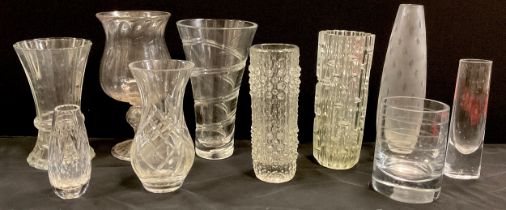 Art Glass - Whitefriars glass vases including glass vase,25cm high, Sklo Union maze vase, 25cm,