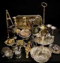 Brass ware, Pewter, copper, and silver plated ware - a 19th / early 20th century brass door-