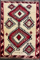 A South West Persian Qashga’i Kilim rug / carpet, knotted with diamond-form medallions in bold