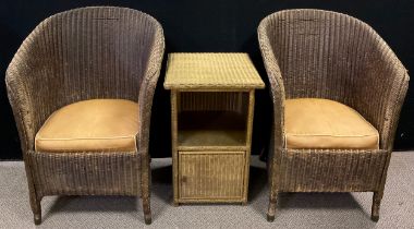 A pair of mid century Lloyd Loom ‘Lusty’ tub chairs, each measuring 83.5cm high x 60cm x 59cm; a