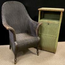 A mid century Lloyd Loom ‘Lusty’ high-back armchair, 102cm high x 69cm wide x 69cm deep; a Lloyd