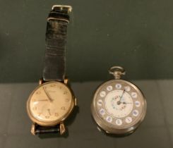 A Timor 9ct gold cased wristwatch, silver dial, Arabic numerals, subsidiary seconds, 17 jewel manual