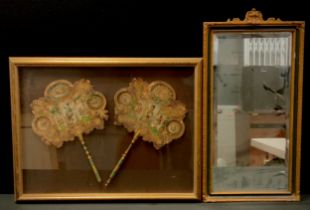 Pictures and Prints - A pair of 19th century decoupage fans, decorated with caricatures, swirls