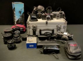 Cameras and camera equipment - an Olympus Trip 35 camera, Olympus D. Zuiko 40mm f/2.8 lens;