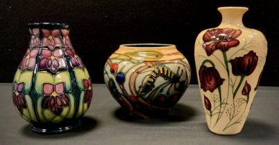 Moorcroft ovoid Hartgring vase, designed by By Emma Bosson's, 12cm high, others 'Violet' pattern