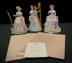 A set of three Royal Worcester The Graceful Arts collection limited edition figures, Music, Painting