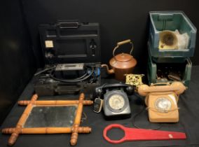 Tools, Telephones etc - BT cradle dial telephone, T.M.A 7190, black, another 7451, cream, copper