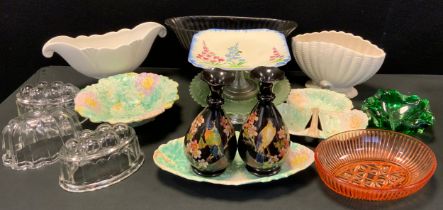 Ceramics and Glass- Mid century ceramics including; a pair of Bretby vases, frilled necks, 20cm