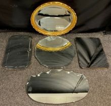 Mid century and later wall mirrors, shaped bevelled glass, two tall dressing mirrors, (8).