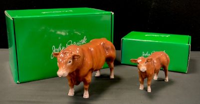 A John Beswick model Limousin Bull, JBF73, another Limousin Calf, JBF74, both boxes (2)