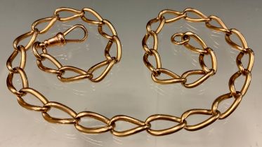 A 9ct gold curb link albert chain, 39cm long, 29g.