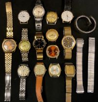 Watches - a retro Sekonda automatic 26 jewel wristwatch, brushed copper dial, block baton markers,