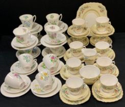 A Royal Albert 'Flowers of the month' tea set for twelve; another set Colclough