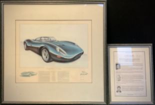 John Francis, By and after, Jaguar XJ13, signed in pencil by Stirling Moss, and Norman Dewis,