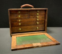 A oak portable precision tool cabinet, yale lock, 32cm x 45cm