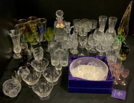 Glass - Edinburgh crystal and other drinking glasses etc inc fruit bowl, decanter and stopper, wine,