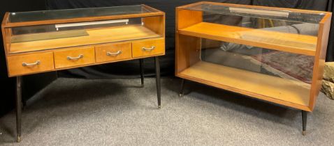 Shop furniture and fittings - a pair of mahogany veneered shop counter cabinets / display