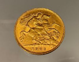 An Edward VII half Sovereign, 1908, London mint, 4g