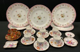 Ceramics - six Royal Crown Derby Posies pattern coffee cups, five Wedgwood Williamsburg Bianca