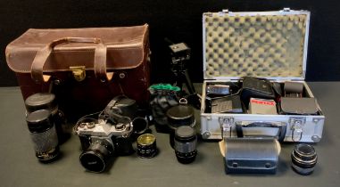 Cameras and camera equipment - a Pentax Asahi KX 35mm SLR camera, with Vivitar 28mm f/2.5 auto
