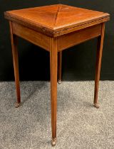 An Edwardian Sheraton Revival mahogany envelope card table, c.1905