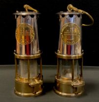 Two brass and steel miners Eccles projector safety lamps (2)boxes