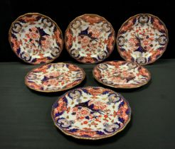 Royal Crown Derby - six Imari 383 pattern 22.5cm diameter plates, all firsts (6)