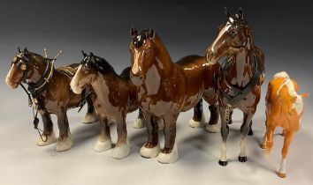 A Beswick race horse; a Beswick shire horse 26.5cm; others (5)