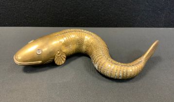 A 20th century articulated brass fish, possibly Japanese, 35cm long
