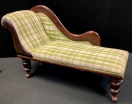 A Victorian miniature mahogany Chaise Longue, 42cm high x 69cm long x 25cm deep.