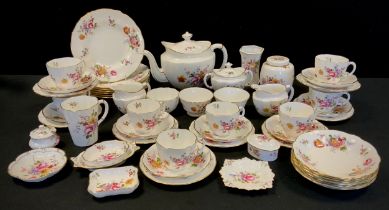 A Royal Crown Derby Posies pattern tea set, inc large teapot, sucrier, milk jug, cups & saucers (