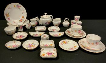 Royal Crown Derby Posies table ware inc three piece tea set, small teapot, milk jug and sugar