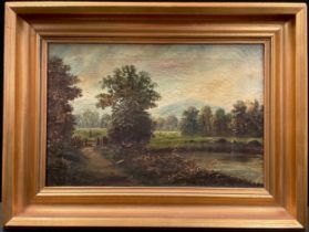 English School, 19th century, A Country Track, oil on canvas, indistinctly signed.