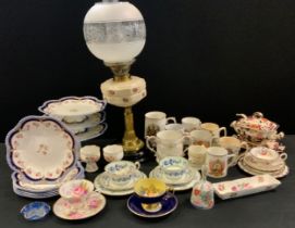 Ceramics - A English dessert set decorated with flowers,c.1915, a pair of Royal Worcester tea cup