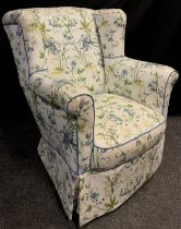 A Victorian, re-upholstered, armchair, 90cm high x 71cm wide.