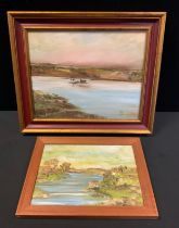 Brendan Hayes (Irish, 20th century), wetland landscape, signed oil on canvas, 35.5cm x 45.5cm,