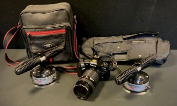A Nikon F-801 SLR 35mm format camera, with Nikkor 70-210mm f/4-5.6 lens; Toshiba 32” LCD TV; etc.