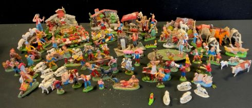 Toys & Juvenalia - Italian cast and painted plastic figures and animals, Nursery Rhymes, Farm