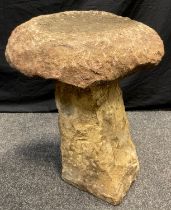 A Derbyshire Gritstone Staddle Stone, 62cm high x 46cm wide.