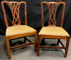 A pair of 19th century Chippendale style chairs, 93.5cm high x 54.5cm wide, (2).